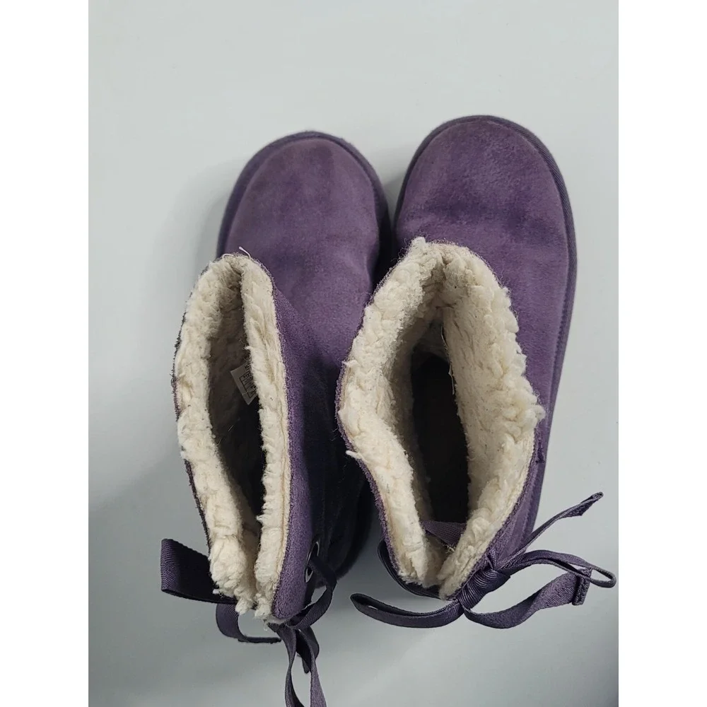 Koolaburra by UGG Kids Girls Size 3 Bow Tie Purple Andrah Short Boots #1108611